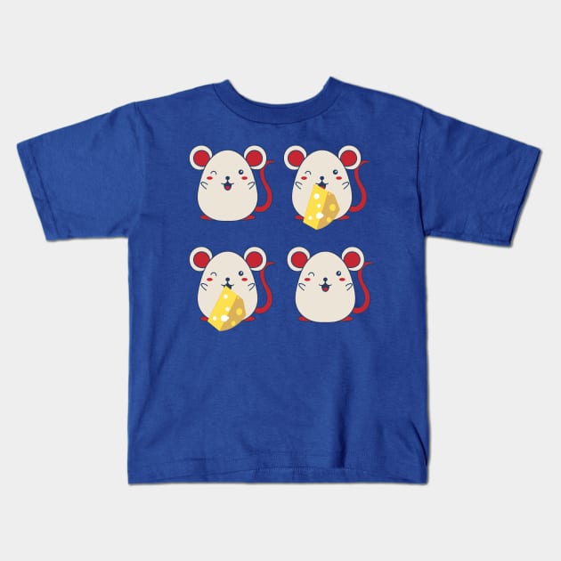 Mouse and cheese pattern Kids T-Shirt by LukjanovArt